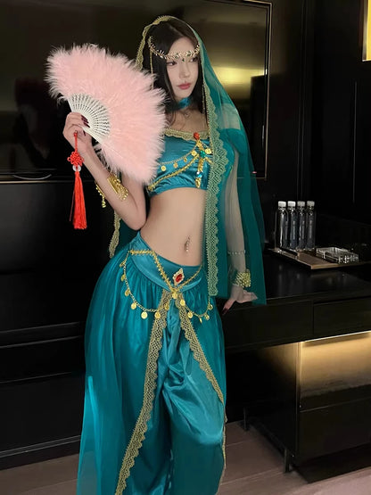 Role Playing Sexy Western Region Dancer Peacock Princess Greek Goddess Costume Hot Egyptian Indian Dancer Exotic Costume Stage