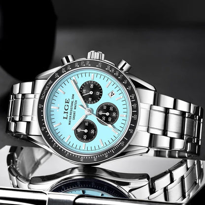 LIGE 2025 - Reloj de lujo para hombre, nuevo, de cuarzo, luminoso, resistente al agua, con cronógrafo y fecha, deportivo