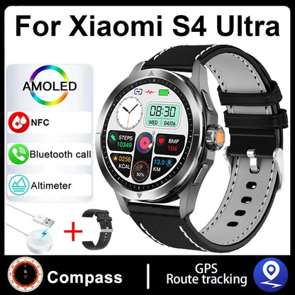 S4 Ultra para Xiaomi Pulsera Inteligente Reloj para Hombre Pantalla AMOLED HD Llamadas Bluetooth GPS Trayectoria NFC Frecuencia Cardíaca Brújula SmartWatches