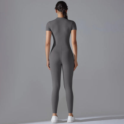 Women Zipper Bodysuits Fitness Sports Bodysuit Yoga Suit Breathable Quick Drying Sports Yoga Clothing Women Gym Push Up Workout