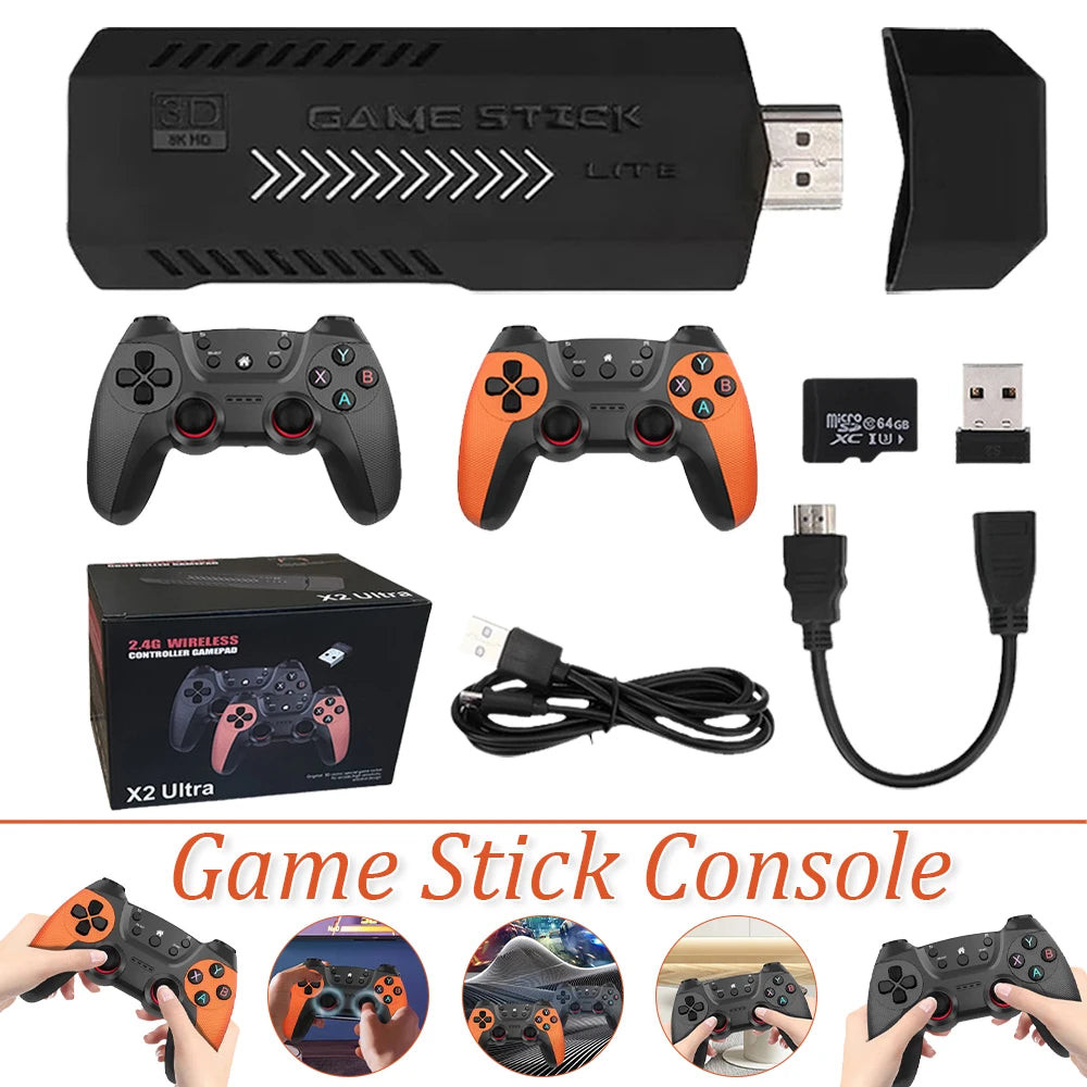 Consola de videojuegos con salida 4K HD, compatible con más de 40 sistemas de emuladores, control remoto inalámbrico para 2 jugadores, 35 000 juegos, 58 000 juegos integrados para TV