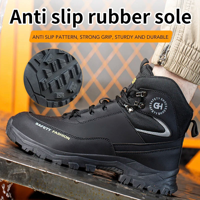 Zapatos de seguridad para hombre con puntera de acero, botas impermeables, a prueba de pinchazos y antigolpes, zapatillas de trabajo para exteriores, zapatos de construcción.