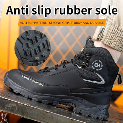 Zapatos de seguridad para hombre con puntera de acero, botas impermeables, a prueba de pinchazos y antigolpes, zapatillas de trabajo para exteriores, zapatos de construcción.