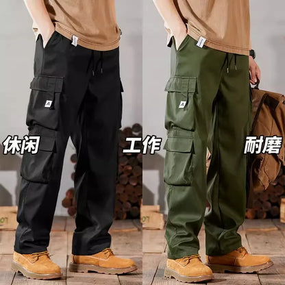 Pantalones de trabajo para hombre de talla grande, modelo 2024, conjunto casual resistente y duradero para la construcción, ideales para el verano. Con puños ajustables.
