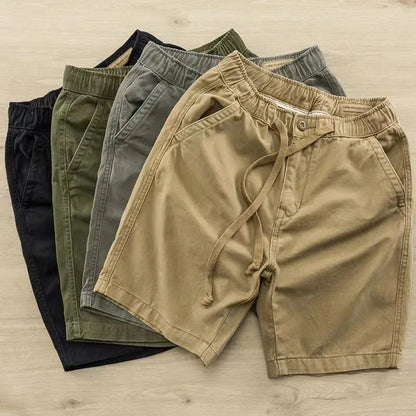 Pantalones cortos informales de trabajo para hombre, de verano, modernos, holgados, de pierna recta, de cinco cuartos, elásticos y lavados.