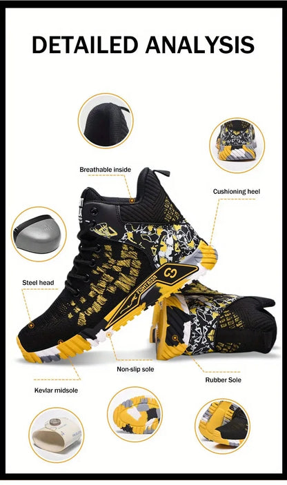 Zapatos de seguridad de caña alta con punta de acero para hombre y mujer, botas de seguridad indestructibles y antigolpes.