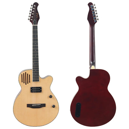 Guitarra acústica eléctrica de 40 pulgadas, cuerpo fino de 6 cuerdas, guitarra folk de buena calidad artesanal.