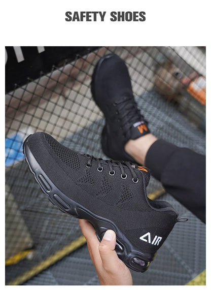 Calzado de seguridad para hombre, botas de trabajo ligeras, zapatillas con cámara de aire, zapatos de trabajo antiperforación, zapatos indestructibles con puntera de acero.