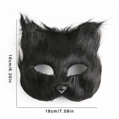 Halloween Cosplay Make-up Fox Shape Face Mask Carnival Stage Party Cartoon Cat Hair Mask Costume Props Sexy Lady Imitation Toy