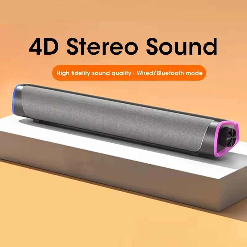 Altavoz Bluetooth inalámbrico, barra de sonido estéreo 4D, altavoces envolventes para el hogar, para portátil, proyector, reproductor de música de PC, entrada auxiliar de 3,5 mm, cable USB.