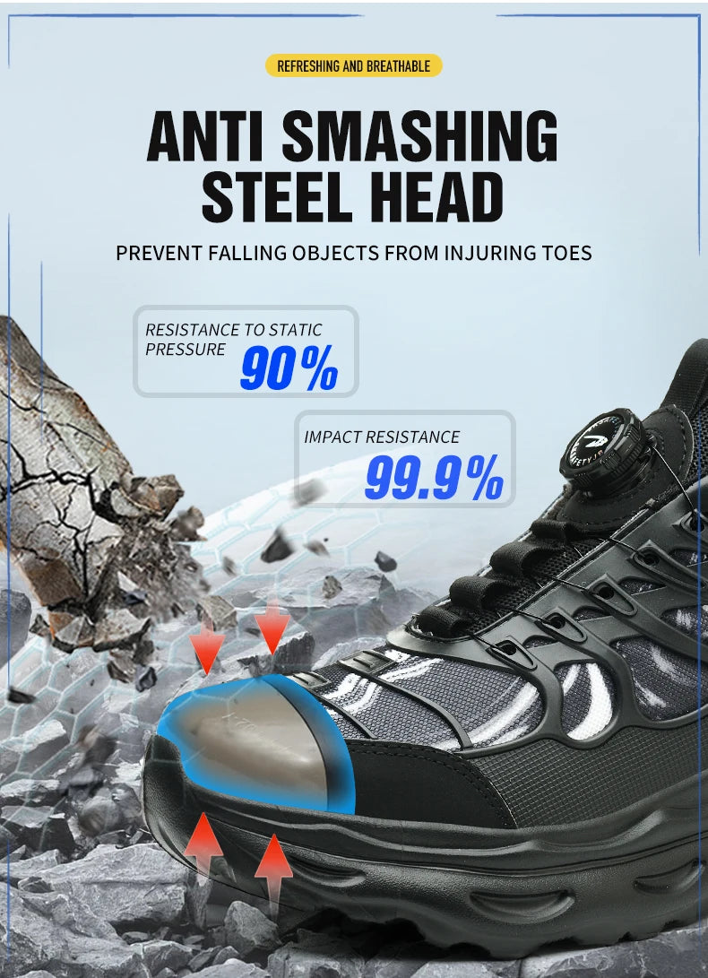Calzado de seguridad talla 47 48 para hombre y mujer, zapatos de trabajo con puntera de acero, ligeros, botas de seguridad indestructibles, zapatillas de trabajo.