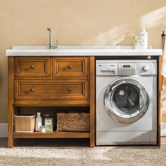 Lavadero moderno al por mayor con mueble y fregadero con lavadora