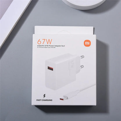 Cargador original Xiaomi de 67 W, adaptador de carga rápida Turbo EU/US, cable USB-C de 6 A para Xiaomi 12, 11, POCO X5, X4 Pro, Redmi Note 9 y 10 Pro.