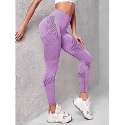 Leggings deportivos de cintura alta con rayas y malla para mujer, levantan glúteos y cadera, ideales para entrenamiento al aire libre, correr, yoga y gimnasio.