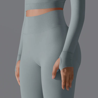 Leggings deportivos de yoga para mujer, sin costuras, cintura alta, elásticos, color sólido, para gimnasio, correr, secado rápido, realce y efecto moldeador.