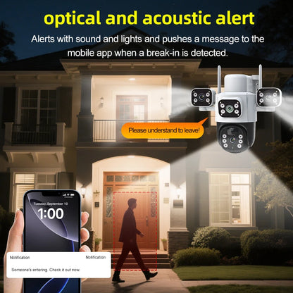 Cámara IP WiFi solar de 12 MP, CCTV con tres lentes y tres pantallas, seguimiento automático, vigilancia exterior 6K 4G, cámara PTZ, protección de seguridad