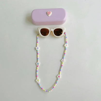 Caja de almacenamiento con collar y gafas de sol para niños, conjunto de gafas de sol para niñas, accesorios de viaje para playa, regalo para niños de 2 a 8 años