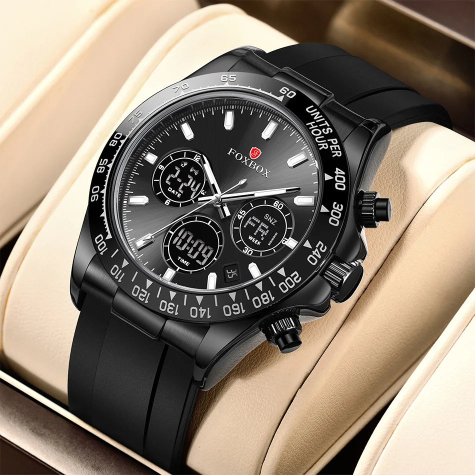 LIGE Reloj de moda para hombre, deportivo militar, con doble pantalla, calendario, relojes de cuarzo, LED luminosos, resistente al agua, cronógrafo, relojes para hombre