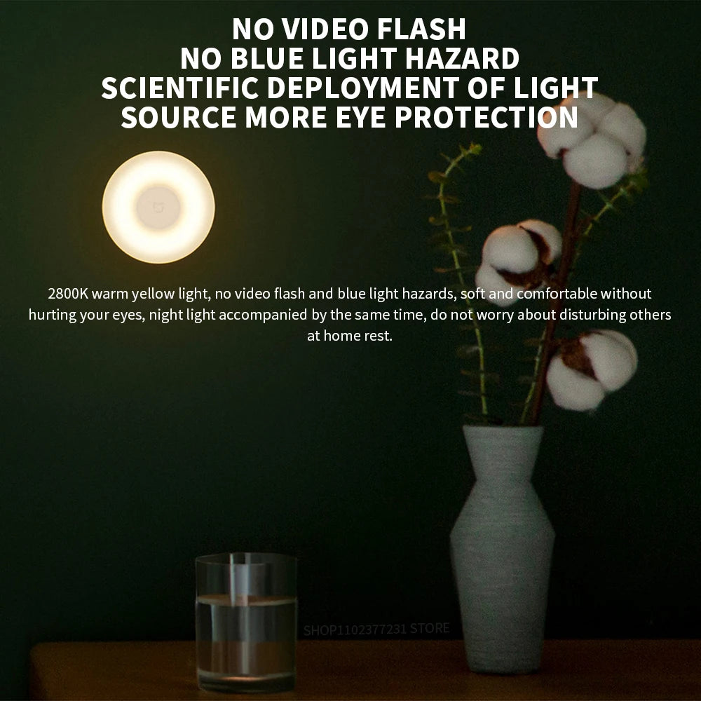 Luz nocturna LED por inducción Xiaomi Mijia, 2 lámparas, brillo ajustable, sensor infrarrojo inteligente de presencia humana con base magnética