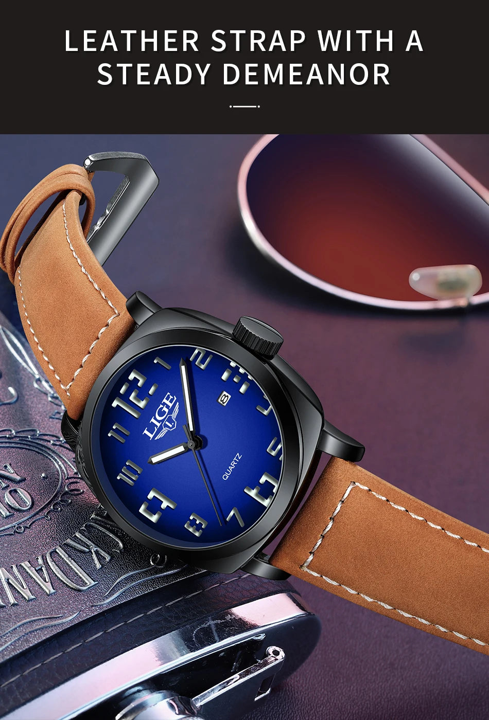 Reloj de hombre LIGE 2025, moda, negocios, casual, cuarzo, resistente al agua 30M, luminoso, fecha, lujo, relojes de pulsera, Reloj Hombre.