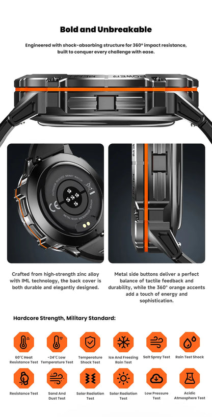 Reloj inteligente LIGE para hombre, con batería de 900 mAh, Bluetooth, llamadas, frecuencia cardíaca, oxígeno en sangre, brújula, monitor de salud, resistente al agua
