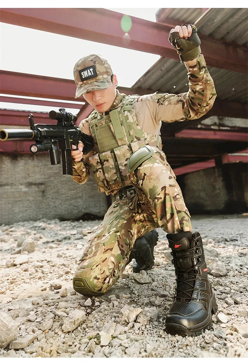 Botas altas de piel para hombre de alta calidad, transpirables, estilo desértico, ideales para actividades al aire libre. Botines antideslizantes para senderismo.