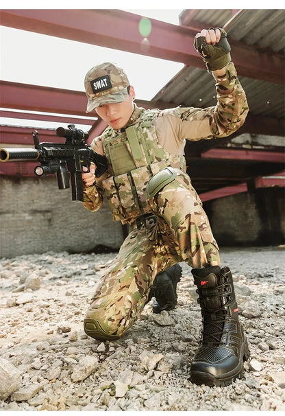 Botas altas de piel para hombre de alta calidad, transpirables, estilo desértico, ideales para actividades al aire libre. Botines antideslizantes para senderismo.