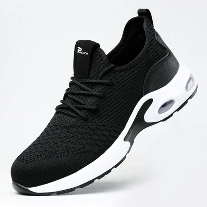 Black and White Color Men's Safety Shoes Protective Shoes with Scheme Simple Anti Puncture Protection Lightweight Anctible Shoes
