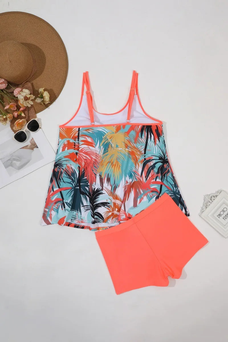 VigoJany 2025 Traje de baño brasileño de dos piezas con estampado sexy de talla grande para mujer, tankini con tirantes y escote en V, traje de baño grande para playa
