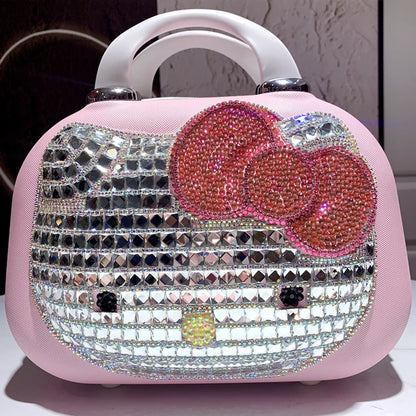 Maleta original de Hello Kitty con dibujos animados, estuche de viaje para cosméticos, gran capacidad, multifuncional, sencilla, con cerradura, bonitos regalos hechos a mano.