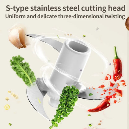 Máquina de cocina multifuncional, machacador de ajo, picadora de carne eléctrica con carga USB, trituradora de verduras y alimentos.