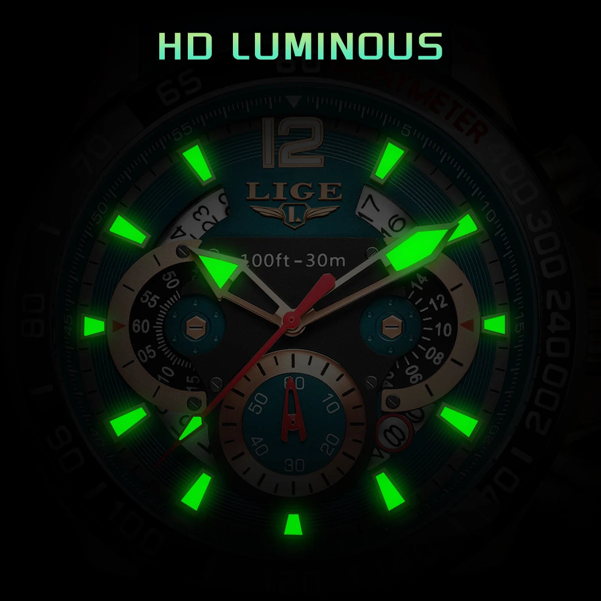 Reloj LIGE original para hombre, deportivo, de negocios, multifuncional, con calendario y código de tiempo, correa de silicona, reloj de cuarzo de marca de lujo para hombre