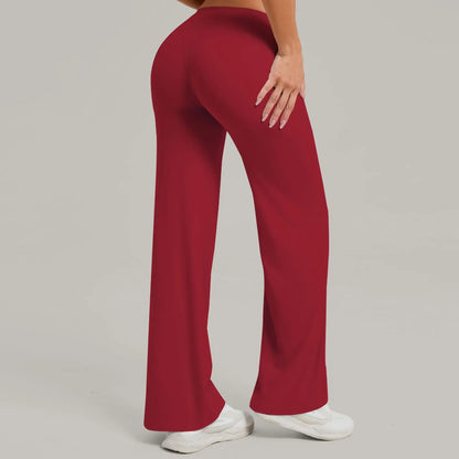 Pantalones de yoga rectos de pierna ancha para mujer, nuevos pantalones de pilates, pantalones deportivos ajustados que realzan la cadera, pantalones casuales para correr al aire libre, pantalones de fitness.