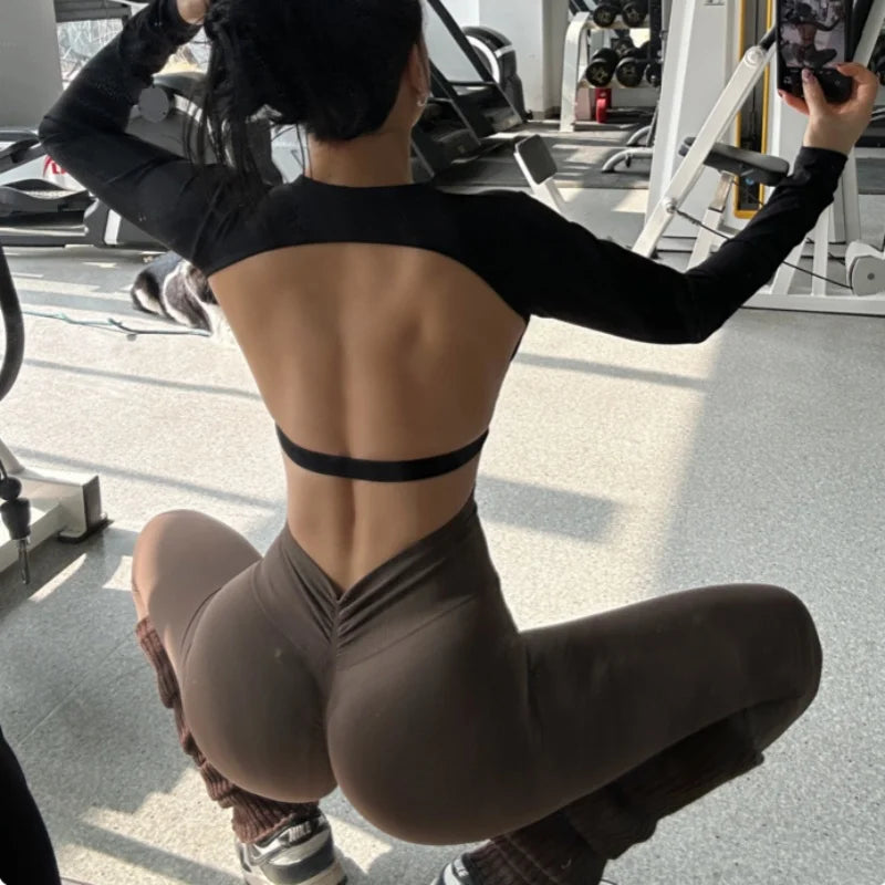 Pantalones de yoga de alta gama para mujer, mallas deportivas de alta elasticidad, pantalones deportivos push-up, mallas para correr, mallas transpirables para gimnasio.