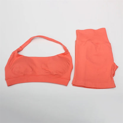 Women's Electric Blue Blossom High Stretch Top Sports Bra Shorts Set Comfortable Gym Workout Yoga Active Wear Impact Outfit