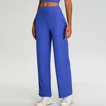 Pantalones de Yoga acanalados para mujer, leggings deportivos para gimnasio, leggings de cintura alta para fitness, pantalones deportivos para correr al aire libre, pierna recta.