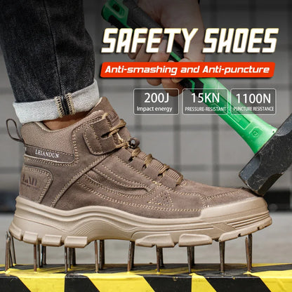 Zapatos de seguridad Leiandun para hombre, cómodos y de diseño ligero para el trabajo.