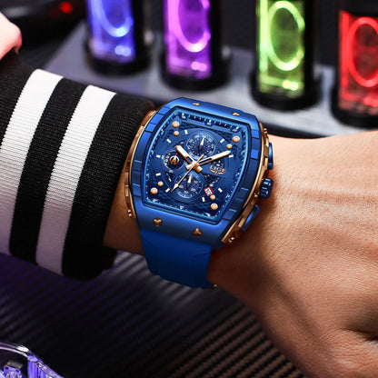 Relojes LIGE de primera marca para hombre, reloj de pulsera de cuarzo cuadrado de lujo, reloj cronógrafo luminoso resistente al agua para hombre, reloj con fecha