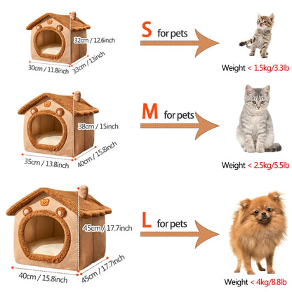 Caseta plegable para mascotas, extraíble y lavable, para esconderse, para cachorros, sofá, cama para perros pequeños y gatos medianos.