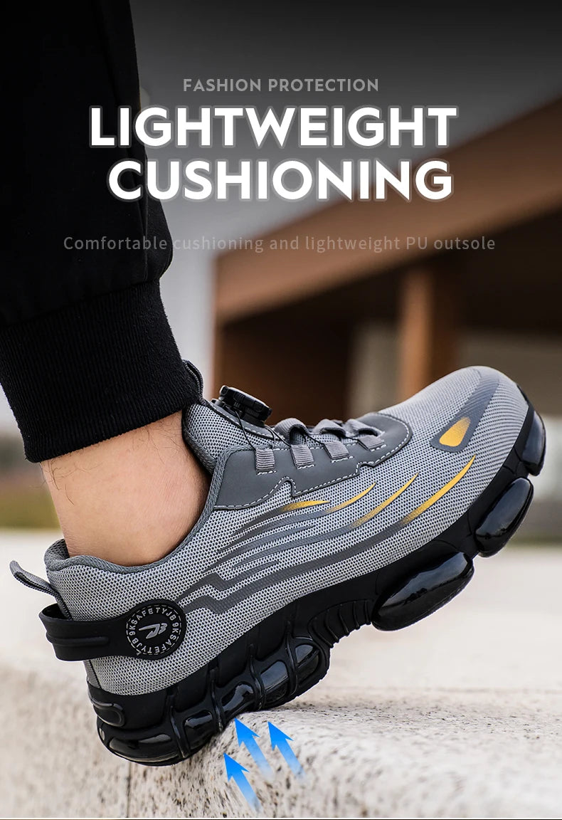 Small Size Rotary Buckle Work Safety Shoes For Men Air Soft Sole Lightweight Protective Work Sneakers Men and Women Shoes