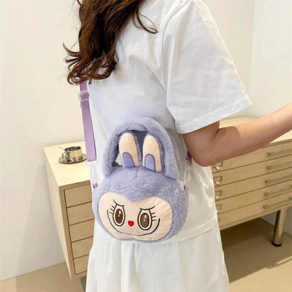 Lindo bolso bandolera de felpa, recién llegado, de tela suave, con cierre de cremallera, bolso de un solo hombro, almacenamiento para niñas, estilo de negocios OL