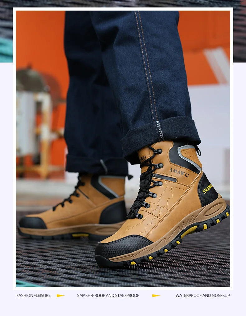 Botas de seguridad para hombre, con punta de acero, antiperforación, anticaídas, indestructibles, antideslizantes, impermeables
