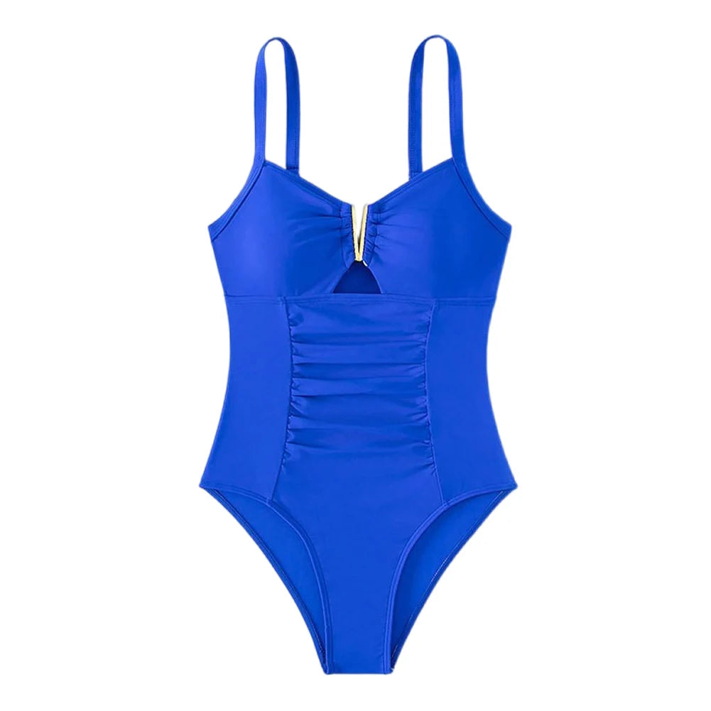 Traje de baño modesto con curvas para mujer, transpirable, con control de abdomen, cuello en V, de nailon, adelgazante, para vacaciones de verano y viajes.