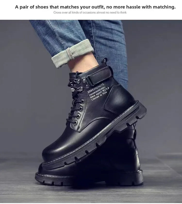 Botas de hombre de piel suave con forro interior, informales, para otoño e invierno, de alta calidad, versátiles, cómodas y que combinan con todo.