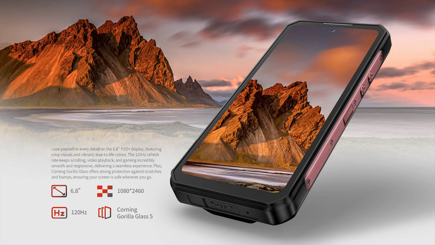 【NUEVO】OUKITEL WP56 Teléfono resistente, batería de 16000 mAh, carga de 45 W, 36 GB + 512 GB, pantalla FHD de 6.8" a 120 Hz, procesador MTK7050, cámara de 32 MP + 108 MP, Android 15