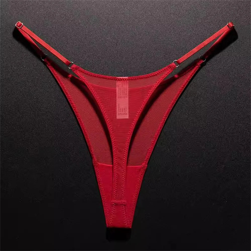 Tanga de mujer con abertura alta sin costuras, malla ultrafina, ropa interior sexy, gasa transparente, deportiva, fitness, talla grande