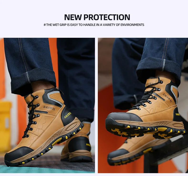 Botas de seguridad para hombre, con punta de acero, antiperforación, anticaídas, indestructibles, antideslizantes, impermeables