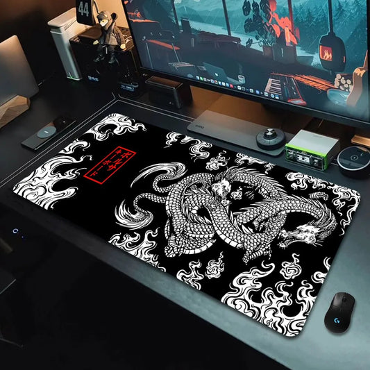 Alfombrilla de ratón grande para juegos con diseño de dragón japonés XXL, alfombrilla de ratón para gamer, alfombrilla de escritorio de velocidad, alfombrilla de ratón de anime de 900 x 400 y 700 x 300 cm.