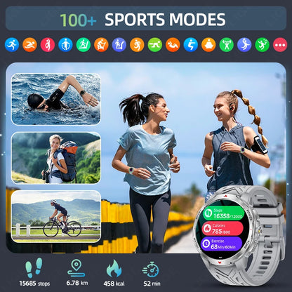 Reloj inteligente deportivo para exteriores para hombre, con batería grande de 1100 mAh, brújula, linterna LED, control del ritmo cardíaco, compatible con Android e iOS.