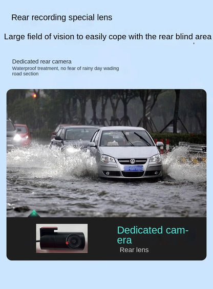 Grabadora de salpicadero Hikvision con cámara dual delantera y trasera, visión nocturna Starlight y pantalla de 3 pulgadas.